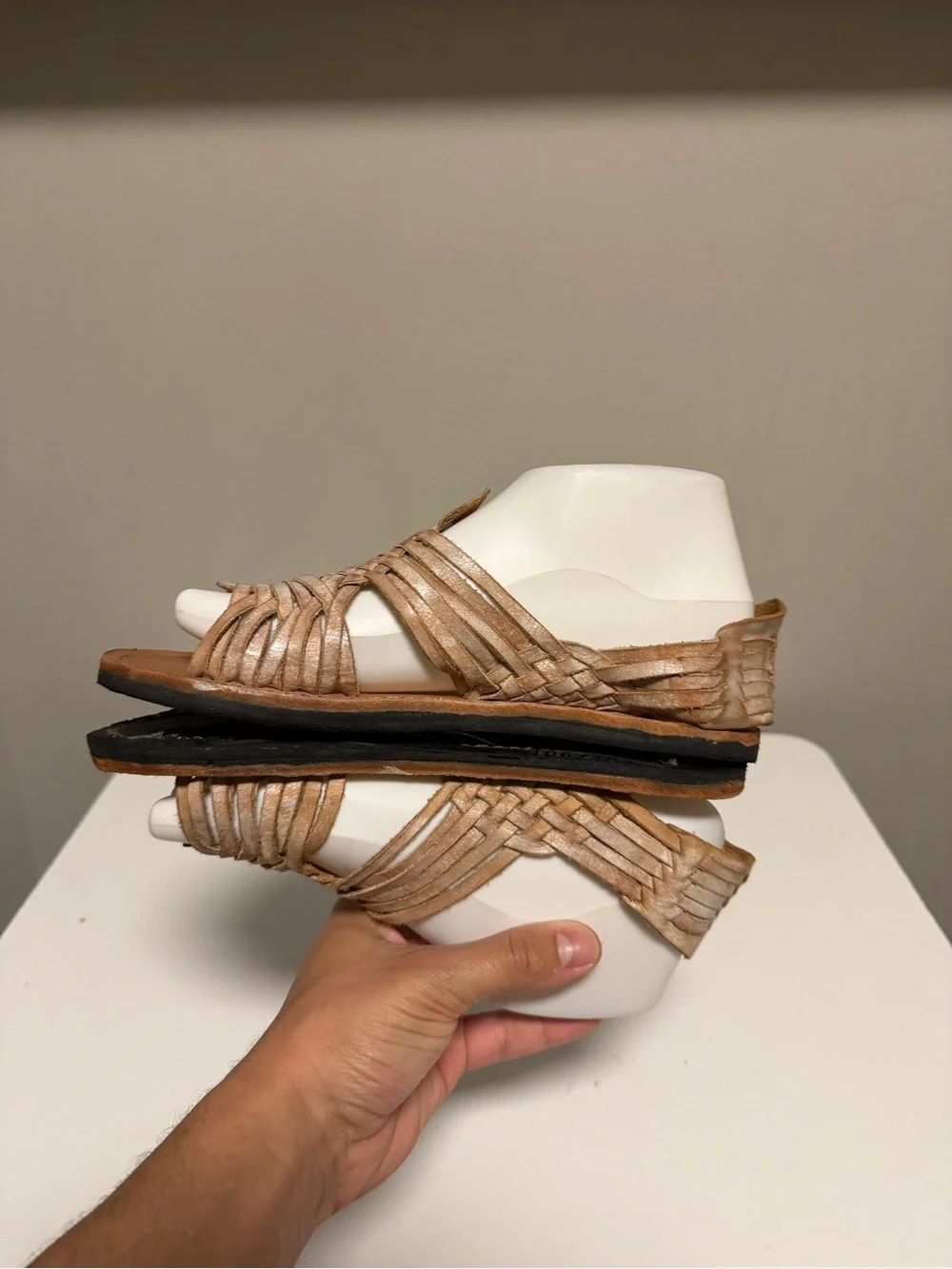 Bed|Stu Bed Stu Lauren Sandals Tan Leather Slip-On Square Toe Women’s US 8